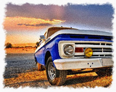 Blue pickup, painted in Impresso Studio
