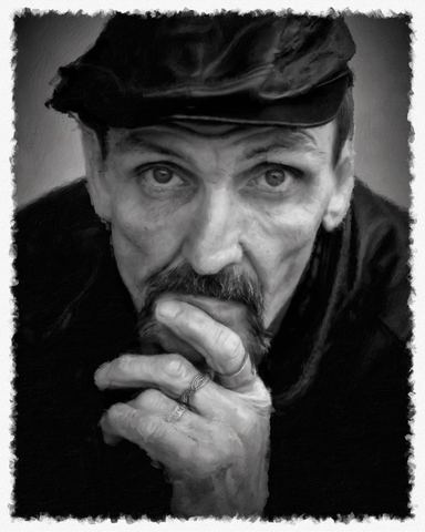 Portrait in black & white, painted in Impresso Studio