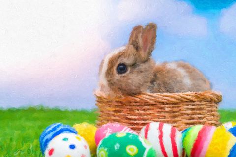 Rabbit & Easter eggs, painted in Impresso Studio