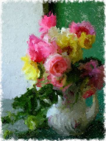 A vase of roses, painted in Impresso Studio