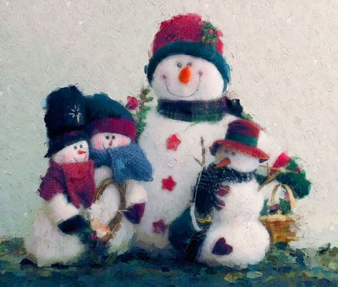 Winter snowmen, painted in Impresso Studio