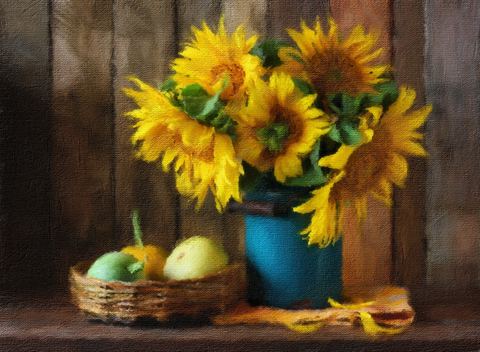 Sunflowers, painted in Impresso Studio