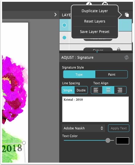 Signature Layer as a Preset