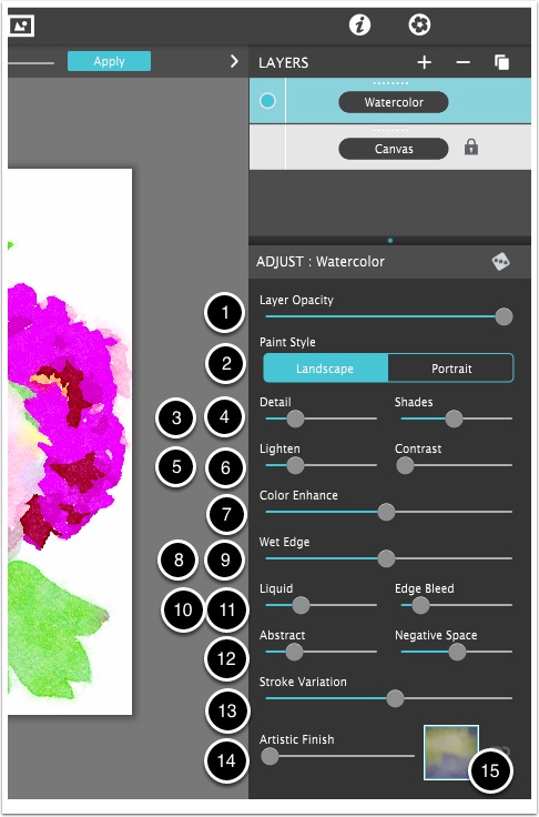 Watercolor Layer Controls